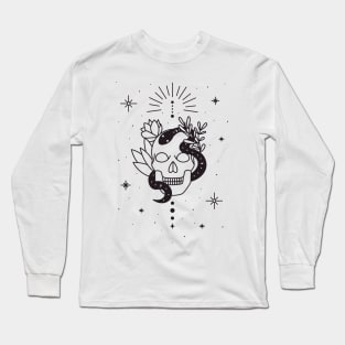 Skull with snake and plants Long Sleeve T-Shirt